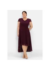 Abendkleid sheego "Große Größen" Gr. 58, Normalgrößen, lila (aubergine) Damen Kleider Partykleid mit Flügelärmeln