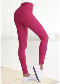 Lascana Leggings pink Gr. 32/34 für Damen. Mit Logodruck. Basic. Nachhaltig.