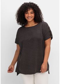 Große Größen Oversize-Tunika mit Cut-outs an den Ärmeln Gr. 58 schwarz bedruckt von sheego für Damen