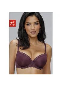 Schalen-BH Lascana "Evita" Gr. 80, Cup A, lila (aubergine) Damen BHs mit feiner Spitzenborte, Dessous