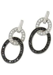 Paar Ohrhänger Celesta "925 Sterling Silber Zirkonia weiß und schwarz" Ohrringe Gr. ONE-SIZE, Silber 925 (Sterlingsilber), weiß (weiß, schwarz) Damen