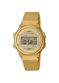 Chronograph Casio VINTAGE Armbanduhren goldfarben (goldfarben-gelbgoldfarben, grau) Damen Quarzuhr, Armbanduhr, Damen, Herren, digital, retro, Stoppfunktion