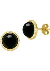 Paar Ohrstecker Firetti "Schmuck Geschenk Gold 333 Ohrschmuck Ohrringe Kreis rund Edelstein" Gr. Gelbgold 333, schwarz (gelbgoldfarben, schwarz, schwarz) Damen Made in Germany - mit Onyx