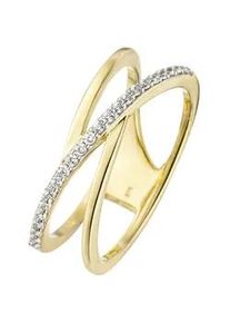 Goldring Jobo Fingerringe Gr. 52, Gelbgold 375, gelb (gelbgold 375) Damen 375 Gold mit 24 Zirkonia