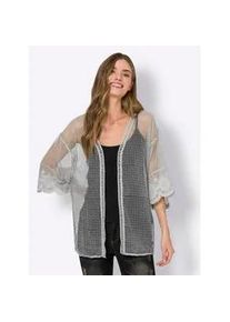 Shirtjacke Heine "Cardigan" Gr. 1, grau (hellgrau) Damen Shirts