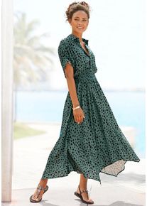 Lascana Druckkleid mehrfarbig Gr. 34 für Damen. Mit Allover-Druck. Figurumspielend. Nachhaltig.