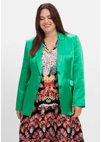 sheego loves miss goodlife Große Größen Satin-Blazer mit Kontrast-Innenfutter Gr. 44 grün geblümt von sheego für Damen