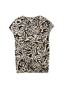 Tom Tailor Große Größen Tunika mit Alloverprint und Saum-Gummizug Gr. 48 schwarz für Damen