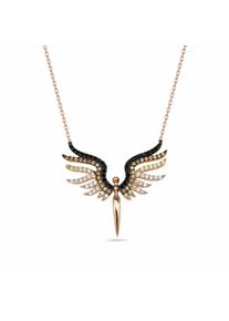 dKeniz Damen Kette mit Anhänger "925/- Sterling Silber rosévergoldet Engel-Kette", 42cm + 3cm, Silber 925 (Sterlingsilber), L: 45cm B: 29.5mm, rot,