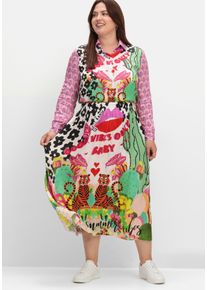 sheego loves miss goodlife Große Größen Maxirock aus Viskose-Satin, im Multicolor-Muster Gr. 56 grün von sheego für Damen