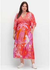 sheego loves miss goodlife Große Größen Maxikleid im Mustermix, mit tiefem V-Ausschnitt Gr. 54 orange von sheego für Damen