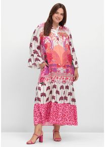 sheego loves miss goodlife Große Größen Maxikleid im Mustermix, mit Trompetenärmeln Gr. 42 pink von sheego für Damen