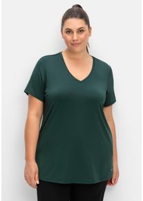 Große Größen Funktionsshirt mit V-Ausschnitt Gr. 40/42 grün von sheego für Damen
