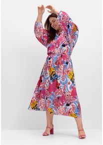 sheego loves miss goodlife Große Größen Midirock aus Viskose-Satin, im Multicolor-Muster Gr. 50 blau von sheego für Damen