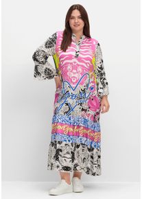 sheego loves miss goodlife Große Größen Volantkleid im Multicolor-Mustermix Gr. 54 pink von sheego für Damen