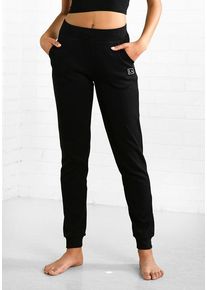 active by Lascana LASCANA ACTIVE Jogginghose schwarz Gr. 32/34 für Damen. Mit Logodruck. Basic. Nachhaltig.