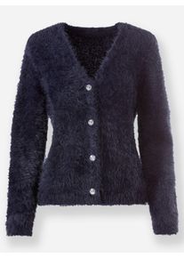 sheego Große Größen Strickjacke mit Schmuckknöpfen, marine, Größe 38 - Damen