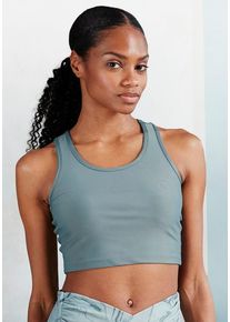 active by Lascana LASCANA ACTIVE Crop-Top grün Gr. XS (32/34) für Damen. Rundhals und Logodruck, Logoschriftzug. Figurbetont