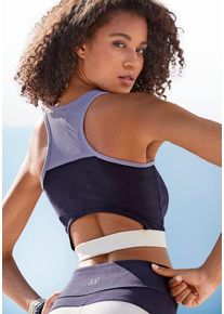 active by Lascana LASCANA ACTIVE Crop-Top blau Gr. XS (32/34) für Damen. Rundhals und Logodruck. Nachhaltig.