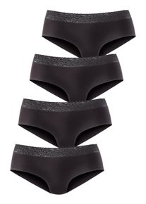 Große Größen Petite Fleur Slips (4 Stück) mit Spitze Gr. 40 schwarz für Damen