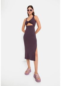 LSCN BY LASCANA Midikleid violett Gr. 34 für Damen. Mit Rundhals. Sehr Figurbetont. Nachhaltig.