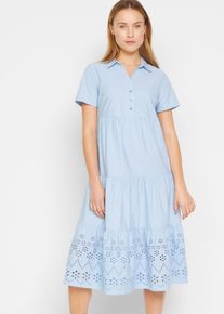 bonprix Tunika-Kleid aus reiner Baumwolle mit Lochstickerei, blau, Gr.38, Lockeres Tunika-Kleid mit Lochstickerei, aus 100% Baumwolle