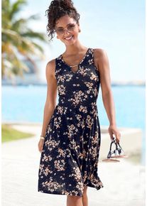 Lascana Jerseykleid mehrfarbig Gr. 34 für Damen. Rundhals und Allover-Druck. Figurbetont. Nachhaltig.