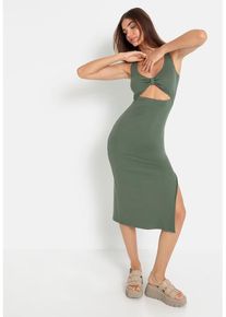 LSCN BY LASCANA Midikleid beige Gr. 38 für Damen. Mit Rundhals. Sehr Figurbetont. Nachhaltig.