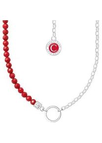 Charm-Kette Thomas Sabo "rote Beads und Gliederelemente, KE2190-007-10-L45v" Halsketten Gr. 45, Silber 925 (Sterlingsilber), B: 4mm, bunt (silberfarben, rot) Damen mit Koralle rekonstruiert