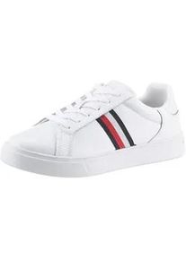 Sneaker Tommy Hilfiger "ESSENTIAL COURT SNEAKER STRIPES" Gr. 39, weiß Damen Schuhe Freizeitschuh, Halbschuh, Schnürschuh mit gepolstertem Schaftrand