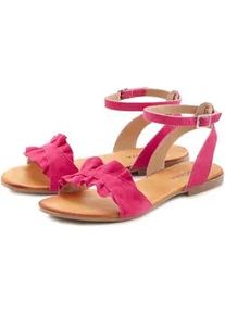 Sandale Lascana Gr. 41, pink Damen Schuhe Sandalette, Sommerschuh aus hochwertigem Leder mit kleinen Rüschen