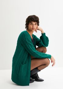 bonprix Longstrickjacke mit Ballon&auml;rmeln, gr&uuml;n, Gr.44/46 (L), Gem&uuml;tlicher Strick-Cardigan mit Taschen