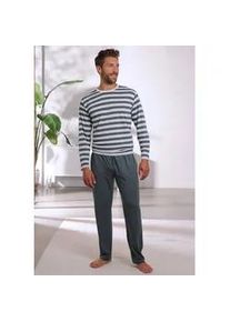 H.I.S. Pyjama H.I.S Gr. 48/50 (M), grün (grün, creme) Herren Homewear-Sets mit garngefärbten Streifen