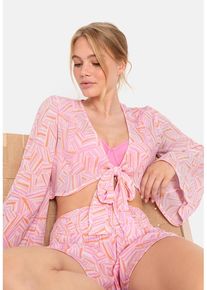 LSCN BY LASCANA Strandset: Crepebluse und Shorts mehrfarbig Gr. 40 für Damen. Mit tiefer V-Ausschnitt. Figurumspielend. Nachhaltig.