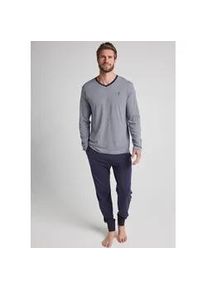 Pyjama Jockey "Night & Day" Gr. L, blau (stripe, solid) Herren Homewear-Sets