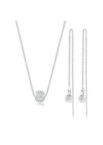 Schmuckset Elli "Elli Collier Hänger Kristalle 925 Silber" Schmuck-Sets Gr. OneSize, mit Stein, silberfarben (silber, weiß) Damen