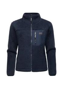 Plüschjacke Ragwear "Alaris" Gr. 4XL (48), blau (navy) Damen Jacken Kuschelige Fleecejacke mit Brusttasche