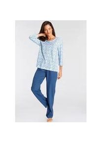 Pyjama Vivance DREAMS Gr. 40/42, blau (blau gestreift) Damen Homewear-Sets