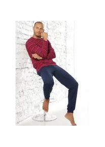 H.I.S. Pyjama H.I.S Gr. 44/46, rot (rot, navy) Herren Homewear-Sets mit garngefärbten Streifen