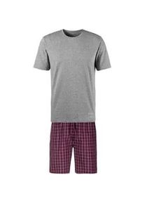 Shorty AUTHENTIC LE JOGGER Gr. 48/50, bunt (grau, meliert, bordeaux, kariert) Herren Homewear-Sets Pyjama mit karierter Webhose