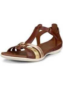 Riemchensandale Ecco "FLASH" Gr. 36, bunt (braun-goldfarben) Damen Schuhe Sommerschuh, Sandalette, Klettschuh, im Metallic-Look