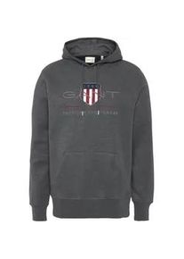 Hoodie Gant "REG ARCHIVE SHIELD HOODIE" Gr. M, schwarz (antracit melange) Herren Sweatshirts mit modischer Logostickerei auf der Brust