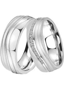 Trauring DOOSTI "Schmuck Geschenk Edelstahl Ehering Partnerring LIEBE" Fingerringe Gr. 54, mit Zirkonia, Edelstahl, 7mm, silberfarben (edelstahlfarben, kristallweiß) wahlweise mit oder ohne Zirkonia