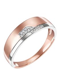 Firetti Damen Diamantring "Schmuck Geschenk Gold 375 Damenring Goldring Diamant", 60, 0,04 ct P2 = erkennbare Einschlüsse, Weißgold 375-Roségold