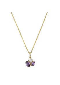 Diamonds by Ellen K. Damen Kette mit Anhänger "Gold 375 mit echtem Amethyst + Zirkonia", 43cm, Gold, L: 43cm B: 10.0mm, gelb, FASCINATION BY ELLEN K., Gold, B:10.0mm,