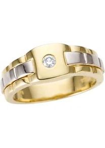 Goldring Firetti "Schmuck Geschenk Gold 585 Herrenring Goldring" Fingerringe Gr. 20, 0,1 ct P2 = erkennbare Einschlüsse, Gelbgold 585-Weißgold 585-Diamanten, 9mm, weiß (gelbgoldfarben, weißgoldfarben, weiß) Herren mit Brillant