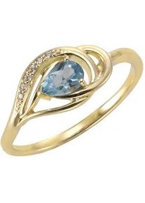 Fingerring Vivance "375/- Gelbgold mit Blautopas/Zirkonia" Fingerringe Gr. 056 (17,8), Gold, gelb (gelb, blau) Damen