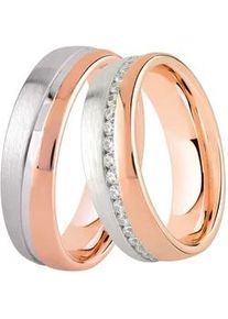 Trauring DOOSTI "Schmuck Geschenk Silber 925 Ehering Partnerring LIEBE" Fingerringe Gr. 56, ohne Zirkonia, Silber 925 (Sterlingsilber), 6mm, rosegold (roségoldfarben, silberfarben) wahlweise mit oder ohne Zirkonia