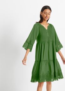 bonprix Hemdblusenkleid mit Spitze, gr&uuml;n, Gr.44, Verspieltes Hemdblusenkleid aus nachhaltiger Viskose von Premium, aus Viskose