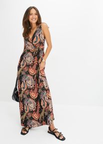 bonprix Maxikleid aus softem Viskose-Mix, schwarz, Gr.40/42 (M), sommerliches Maxikleid aus softem Viskose-Mix mit modischem Print, aus Viskose